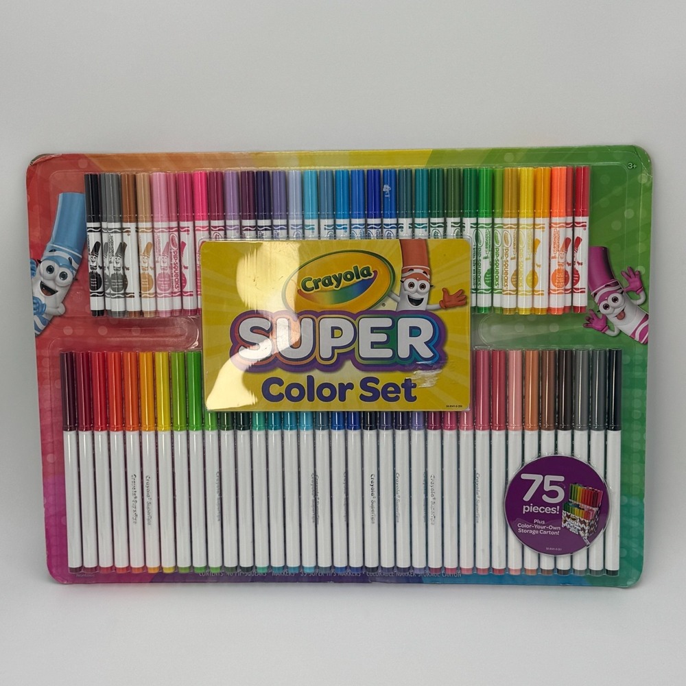 Crayola Super Color Set 75 Piece Art Kit Washable Marker Set Kids Crafts NEW